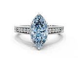 White gold Fancy Blue Marquise  Solitaire Pavé Diamond Milgrain Engagement Ring with Four-Prong Setting_20