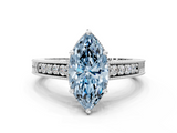 White gold Fancy Blue Marquise  Solitaire Pavé Diamond Milgrain Engagement Ring with Four-Prong Setting_38