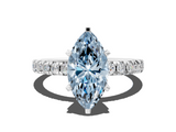 White gold Fancy Blue Marquise  Solitaire Pave Diamond Engagement Ring with Four-Prong Setting_347