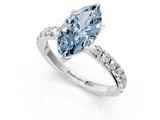 White gold Fancy Blue Marquise  Solitaire Pave Diamond Engagement Ring with Four-Prong Setting_348