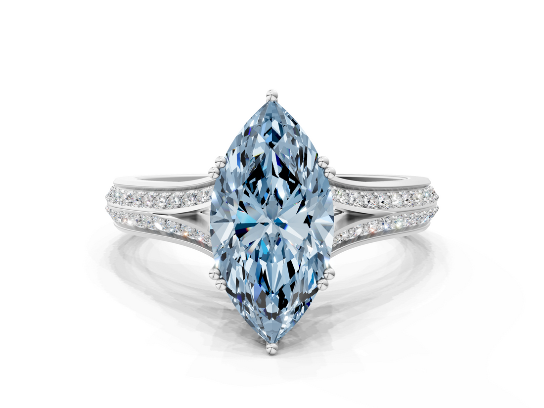 White gold Fancy Blue Marquise  Solitaire Pave Split Shank Engagement Ring with Six-Prong Setting_37