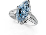 White gold Fancy Blue Marquise  Solitaire Pave Split Shank Ring with Four-Prong Setting_106