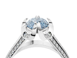 White gold Fancy Blue Marquise  Solitaire Pave Split Shank Ring with Four-Prong Setting_109