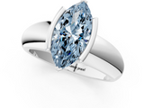 White gold Fancy Blue Marquise  Solitaire Tension Set Diamond Ring with Wide Band_21