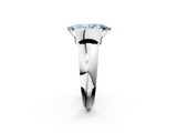 White gold Fancy Blue Marquise  Solitaire Tension Set Diamond Ring with Wide Band_22