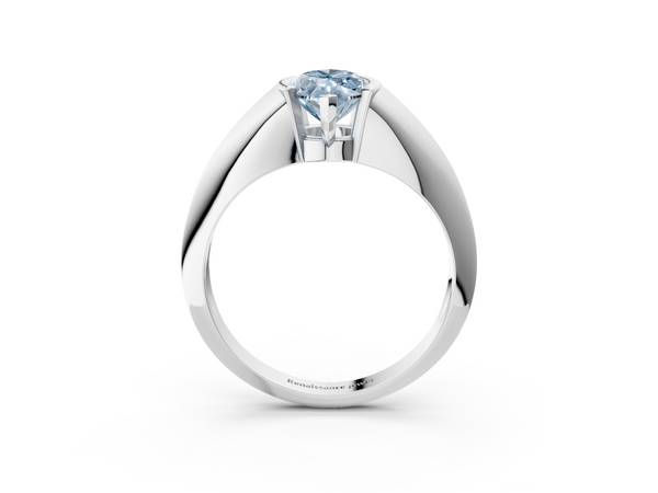 Platinum Fancy Blue Marquise  Solitaire Tension Set Diamond Ring