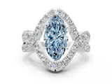White gold Fancy Blue Marquise  Solitaire Twist Band Pavé Diamond Engagement Ring_32