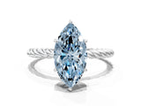 White gold Fancy Blue Marquise  Solitaire Twist Band Ring with Four-Prong Setting_13