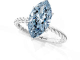 White gold Fancy Blue Marquise  Solitaire Twist Band Ring with Four-Prong Setting_14