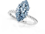 White gold Fancy Blue Marquise  Solitaire Twist Band Ring with Four-Prong Setting_14