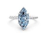 White gold Fancy Blue Marquise  Solitaire Twist Band Ring with Four-Prong Setting_158