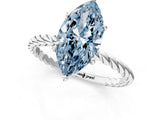 White gold Fancy Blue Marquise  Solitaire Twist Band Ring with Four-Prong Setting_159