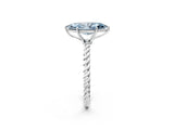 White gold Fancy Blue Marquise  Solitaire Twist Band Ring with Four-Prong Setting_166