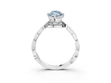 White gold Fancy Blue Marquise  Solitaire Twist Band with Leaf Prong Setting 3