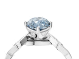 White gold Fancy Blue Marquise  Solitaire Twist Band with Leaf Prong Setting 4