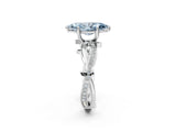 White gold Fancy Blue Marquise  Solitaire Twist Band with Pavé Accents and Four-Prong Setting_46