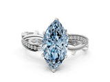 White gold Fancy Blue Marquise  Solitaire Twist Band with Pavé Accents and Four-Prong Setting_49