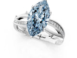 White gold Fancy Blue Marquise  Solitaire Twist Band with Pavé Accents and Four-Prong Setting_50