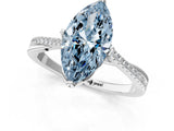 White gold Fancy Blue Marquise  Solitaire Twist Band with Pavé Diamonds and Four-Prong Setting_83