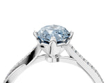 White gold Fancy Blue Marquise  Solitaire Twist Band with Pavé Diamonds and Four-Prong Setting_87