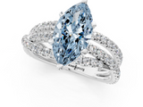 White gold Fancy Blue Marquise  Solitaire Twist Band with Pavé Setting and Four-Prong Setting_128