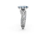 White gold Fancy Blue Marquise  Solitaire Twist Band with Pavé Setting and Four-Prong Setting_130