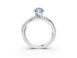 White gold Fancy Blue Marquise  Solitaire Twist Band with Pavé Setting and Four-Prong Setting_130
