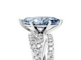 White gold Fancy Blue Marquise  Solitaire Twist Band with Pavé Setting and Four-Prong Setting_132