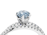 White gold Fancy Blue Marquise  Solitaire Twist Band with Pavé Setting and Four-Prong Setting_132