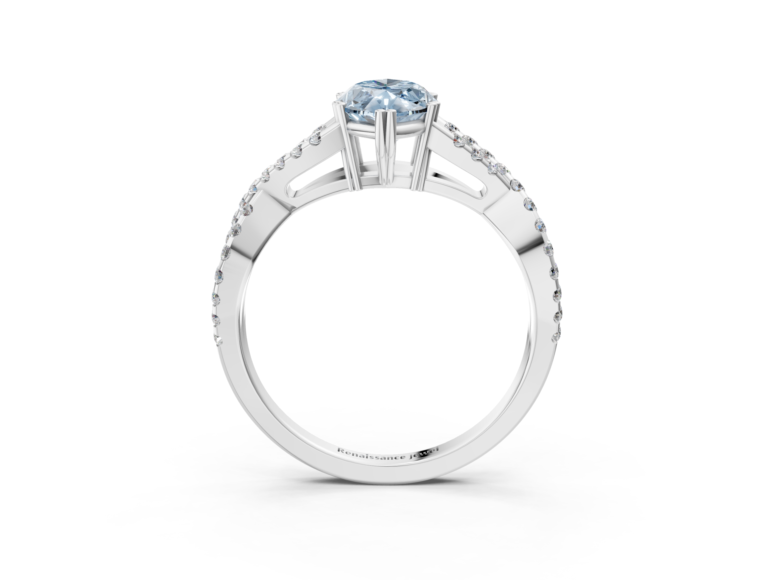 White gold Fancy Blue Marquise  Solitaire Twist Band with Pavé Setting and Four-Prong Setting_20