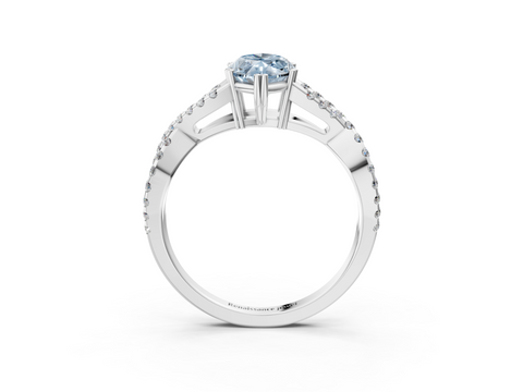 White gold Fancy Blue Marquise  Solitaire Twist Band with Pavé Setting and Four-Prong Setting_20
