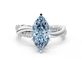 White gold Fancy Blue Marquise  Solitaire Twist Band with Pave Prong Setting_59