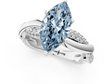White gold Fancy Blue Marquise  Solitaire Twist Band with Pave Prong Setting_60