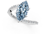 White gold Fancy Blue Marquise  Solitaire Twist Band with Pave Set Diamonds and Four-Prong Setting_109