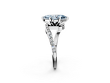White gold Fancy Blue Marquise  Solitaire Twist Band with Pave Set Diamonds and Four-Prong Setting_110