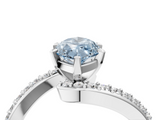 White gold Fancy Blue Marquise  Solitaire Twist Band with Pave Set Diamonds and Four-Prong Setting_112