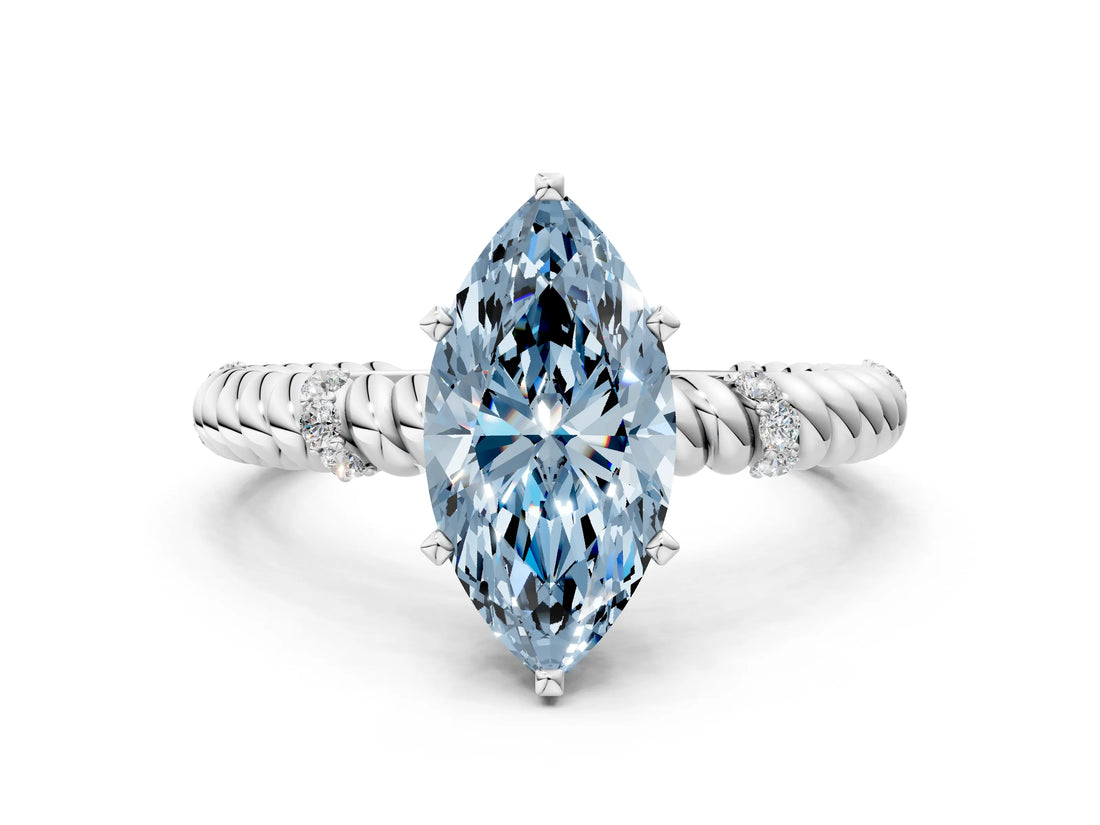 White gold Fancy Blue Marquise  Solitaire Twisted Band Prong Set Engagement Ring_59