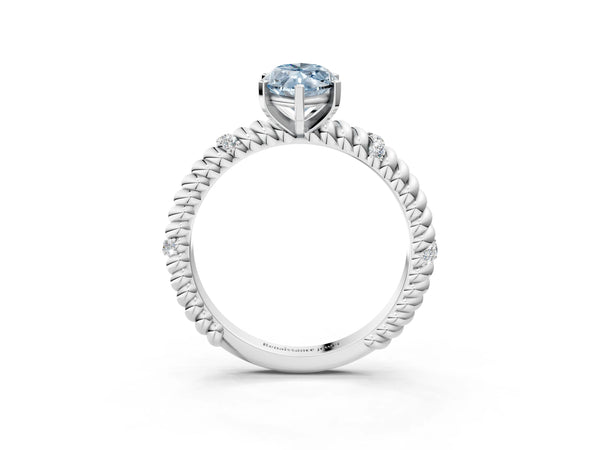 Platinum Fancy Blue Marquise  Solitaire Twisted Band Prong Set Engagement Ring