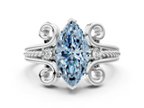 White gold Fancy Blue Marquise  Solitaire Twisted Band Scroll Prong Ring_3