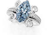 White gold Fancy Blue Marquise  Solitaire Twisted Band Scroll Prong Ring_4