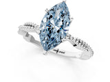 White gold Fancy Blue Marquise  Solitaire Twisted Band with Bead Prong Setting_280