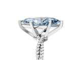 White gold Fancy Blue Marquise  Solitaire Twisted Band with Bead Prong Setting_284