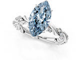 White gold Fancy Blue Marquise  Solitaire Twisted Band with Pavé Accents and Four-Prong Setting_21