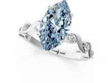 White gold Fancy Blue Marquise  Solitaire Twisted Band with Prong Setting 1