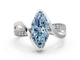 White gold Fancy Blue Marquise  Solitaire Twisted Band with Prong Setting_3