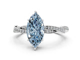 White gold Fancy Blue Marquise  Solitaire Twisted Pave Diamond Ring with Four-Prong Setting_12