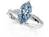 White gold Fancy Blue Marquise  Solitaire Twisted Pave Diamond Ring with Four-Prong Setting_13