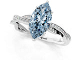 White gold Fancy Blue Marquise  Solitaire Twisted Pave Diamond Ring with Four-Prong Setting_182