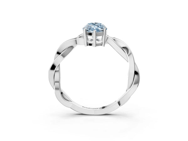 White Gold Marquise Solitaire Engagement Ring Setting for Fancy Blue Center with Twisted Pave Band