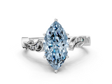 White gold Fancy Blue Marquise  Solitaire Vine Band with Milgrain Prong Setting_3